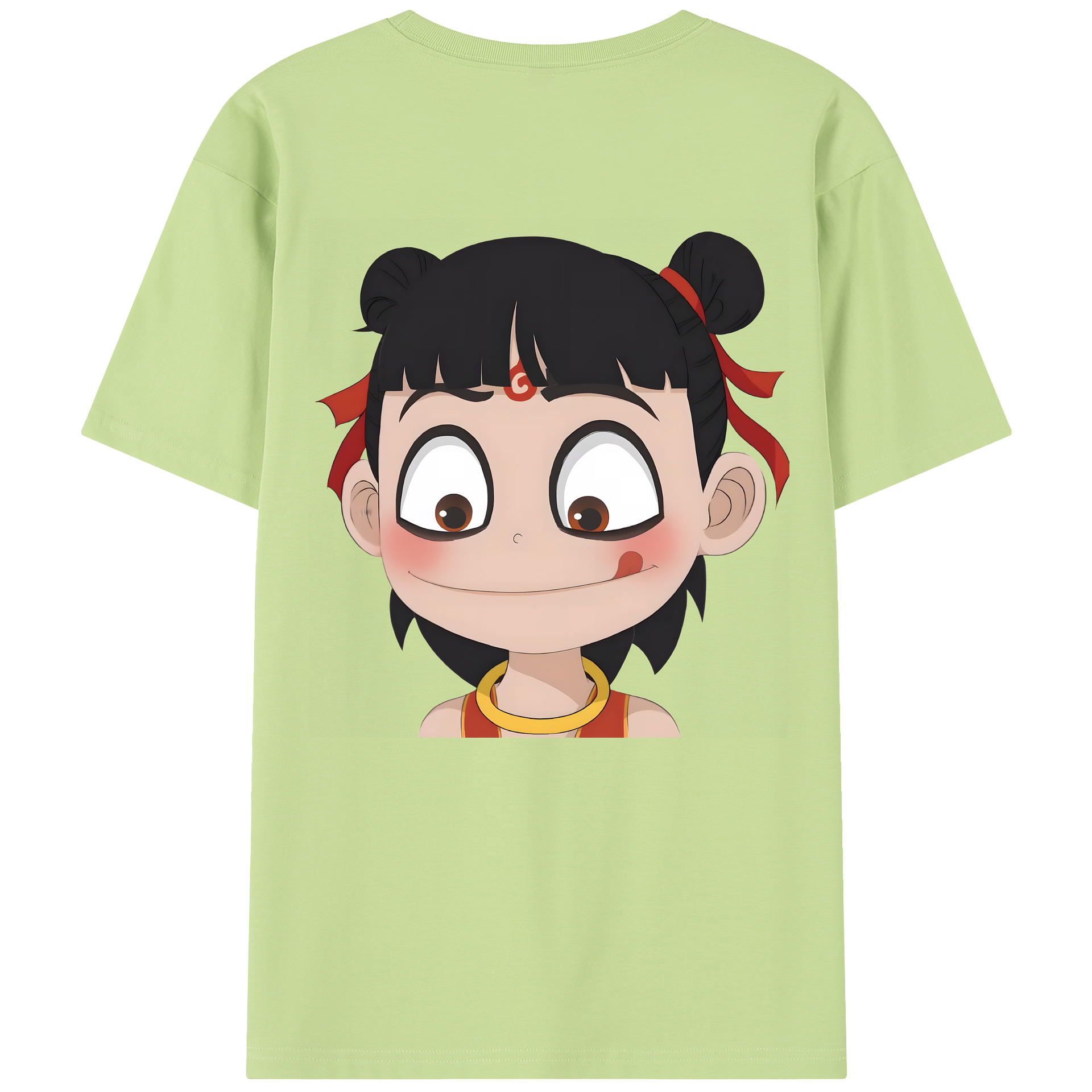 （画像用） Ne Zha 2 ナタ 魔童の大暴れ 綿100％半袖Tシャツ（背面プリント）